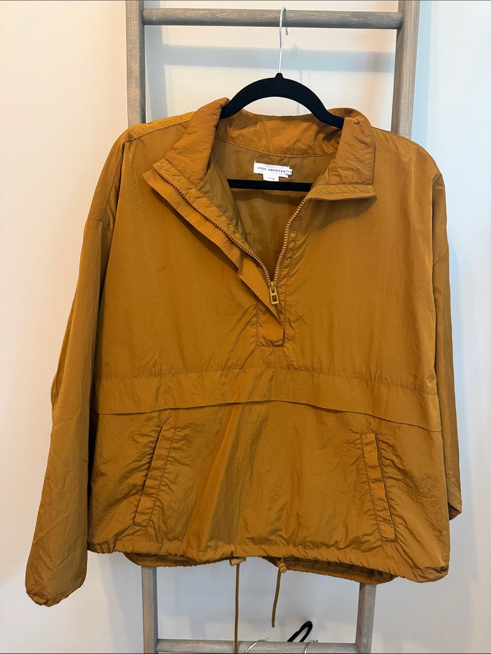Good American Mustard Pullover Bomber Jacket